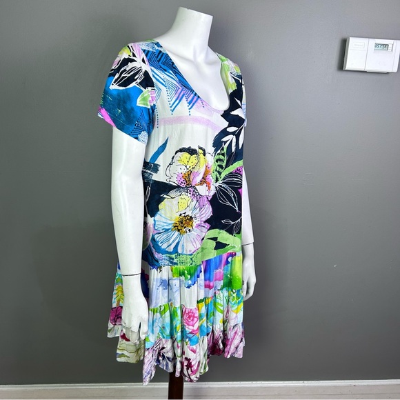 00's Hawaiian Floral Print Drop Waist Tunic Dress by Jams World